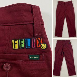 Levi's X Felix The Cat XX Chino Pants Size 30 Measure 29 x 27.75 Cabernet Red